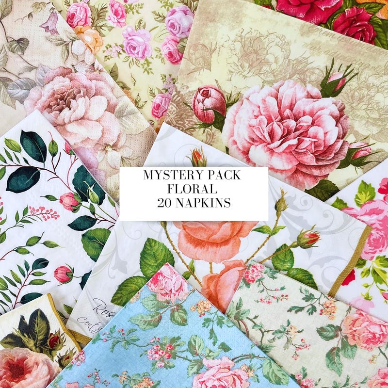 Keep Unique Mystery Pack Decoupage Paper Napkins, 20-ct Assorted Surprise Napkins, Decorative Napkins Floral for Art Craft Junk Journal, Scrapbooking, 20 Different Flower Designs - Image 5